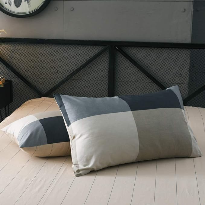 Twin XL Comforter Set Modern Style Plaid Comforter Set Men Boys Geometric Checkered Plaid Printed Bedding Comforter Soft Fluffy Bedding Set for All Seasons Checkered Pattern Comforter Twin XL Size