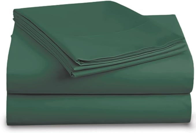 DESTINY CRESCENT BEDDING Microfiber Double Brushed Twin Hunter Green 3 PC Bed Sheets Soft and Comfy-15'' Deep Pocket,39''x75'' Great for Kids Room, Guest Room, Dorms, Camps, Twin Beds (Hunter Green)