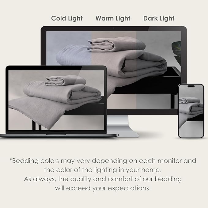 DAPU 100% Linen Duvet Cover Set - Pure Natural French Flax Linen with Corner Ties and Zipper Closure Soft Breathable Durable for Hot Sleepers 1 Duvet Cover 2 Pillowcases (Earl Gray, King)
