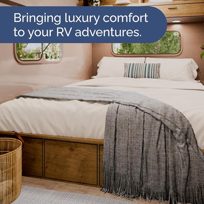 RV Short Queen Sheet Set 60 X 75 - 4 Piece RV Short Queen Bed Sheets - Soft, Breathable & Cooling - Designed for Bunks, Trailers & Campers - Fits 8” to 12" Mattress - Luxury Bedding - Antique White
