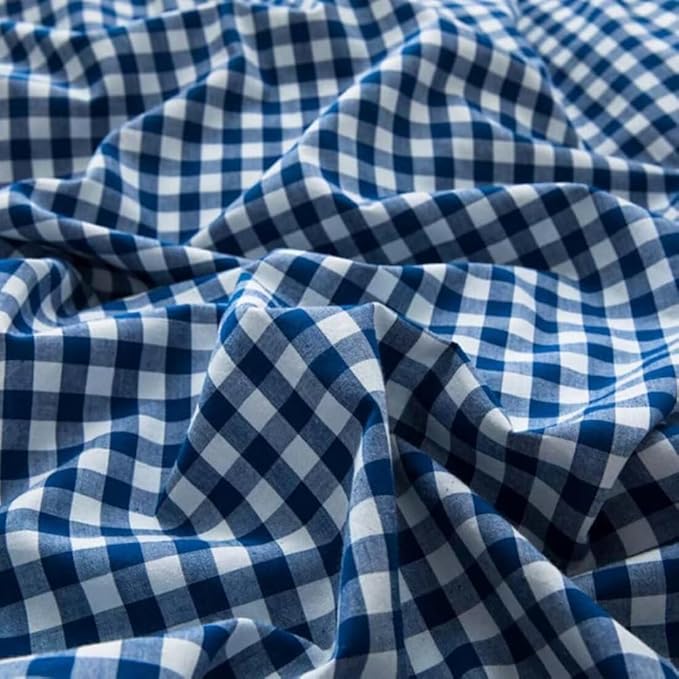 LifeTB Royal Blue Gingham Comforter Set Twin XL Modern Style Blue Grid Bed Comforter Luxury Soft Gingham Bedding Set 3 Pieces Soft Fluffy Plaid Checkered Comforter Set with 2 Pillowcases Breathable