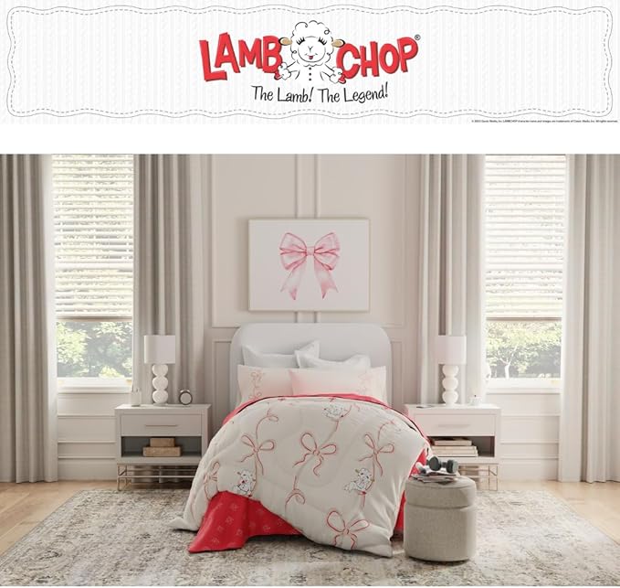 Lamb Chop Retro Classic 5 Piece Twin Bedding Set - Super Soft Cozy Reversible Comforter and Sheet Set with Sham, (Officially Licensed Product) by Franco