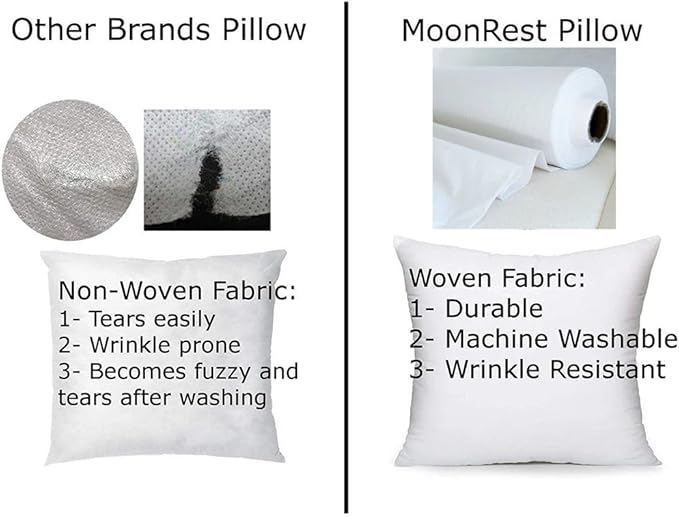 MoonRest® 14x38 Inch Synthetic Down Alternative Rectangle Pillow Insert Form Stuffer for Sofa Shams, Decorative Throw Pillow, Cushion and Bed Pillow Stuffing - Hypoallergenic 14” X 38”