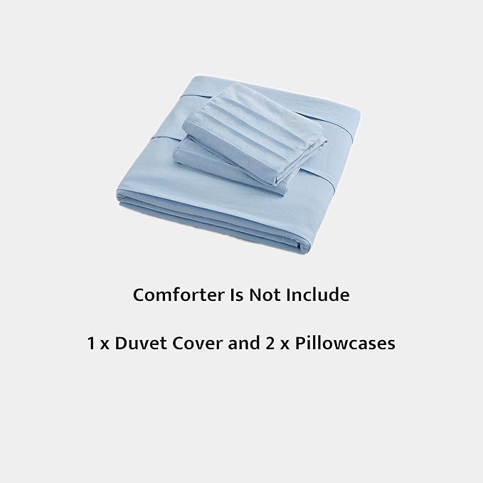 Oli Anderson Airy Blue Duvet Cover King Size - Pleated King Duvet Cover, 3PCS Soft and Breathable Textured Bedding Set with Zipper Closure(Airy Blue,104"x90")