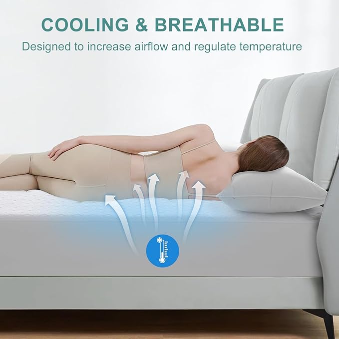 MERITLIFE Premium Waterproof Full Size Mattress Protector Double 4D Mattress Cover Cooling Breathable Mattress Pad Fitted Up 8"-21" Vinyl-Free Noiseless Washable (White,Full 54"x75")