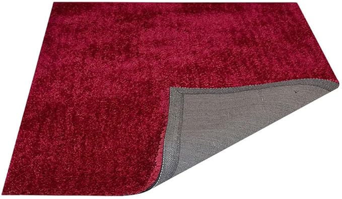 Hand Tufted SHAG Polyester ECO-Friendly Area Rugs - 8'x8', Square, Dark Pink, Solid Plain Design, High Pile Thick Handmade Anti Skid Area Rugs for Living Room, Bed Room K00111