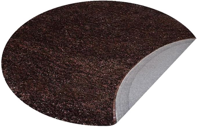 Hand Tufted SHAG Polyester ECO-Friendly Area Rugs - 8'x8', Round, Brown, Solid Plain Design, High Pile Thick Handmade Anti Skid Area Rugs for Living Room, Bed Room K00111