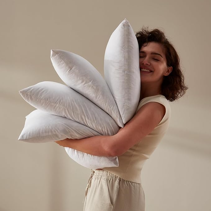 Feather Throw Pillow Inserts Set of 2, Soft Fluffy Rectangle 12 x 24 Inches Decorative Pillow Insert, Feather and Down Filled Euro Pillows for Bed, Couch and Cushion