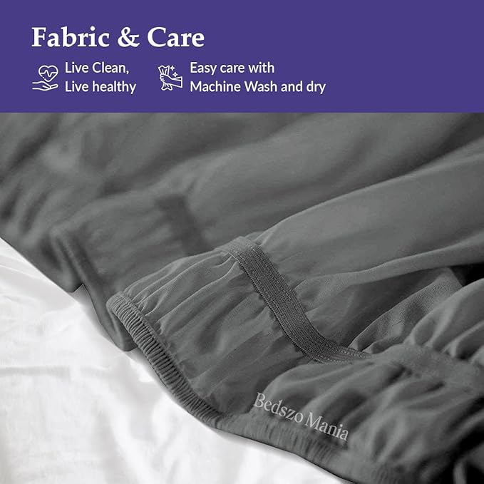 Wrap Around Bed Skirt 11" Inch Drop 100% MicrofibreFabric 1-Piece Bed Skirt Easy Fit Easy Care Fade & Wrinkle Resistant - Full Size (54"X75"), Dark Grey Color