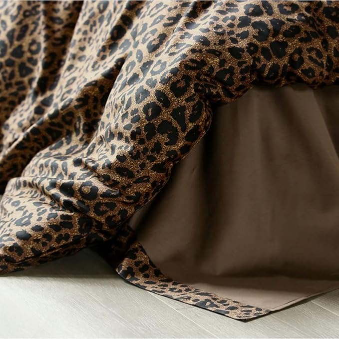 LifeTB Cotton Leopard Print Duvet Cover Queen Bedding Set Luxury Soft 100% Long Staple Cotton Duvet Cover Boho Leopard Pattern Comforter Cover 3 Pieces Modern Style Bedding Duvet Cover Set