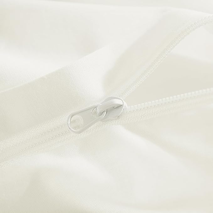 NEXHOME PRO Twin Duvet Cover Set, 100% Washed Cotton with Linen-Like Texture, Natural Organic, Breathable & Comfortable, Includes Home Bedding Set Milk White (No Comforter) 6890