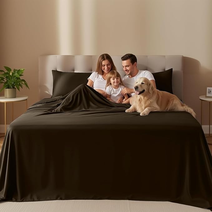 Utopia Bedding California King Sheet Set – 4 Piece Bed Sheets for Cal King Size Bed, Soft and Breathable Microfiber, Includes 1 Fitted Sheet, 1 Flat Sheet and 2 Pillowcases (Brown)