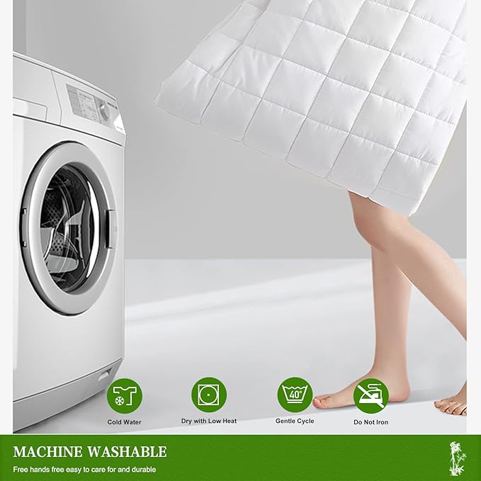 UNILIBRA Queen Mattress Pad Waterproof Rayon Made from Bamboo, Fitted Deep Pocket Mattress Cover fits 6''-25'', Breathable Quilted Mattress Protector, White