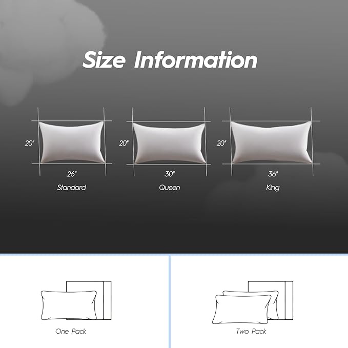Globon Luxury Down Pillows King Size Set of 2 for Side Sleepers, 100% Cotton Shell Hotel Collection Bed Pillows for Sleeping, Firm Down Surrounded Feather Pillow 20" x 36"