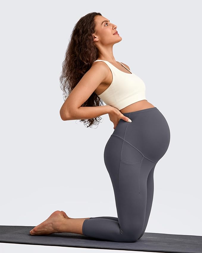 G4Free BareFeel Maternity Leggings with Pockets Over The Belly Stretchy Workout Yoga Pregnancy Pants