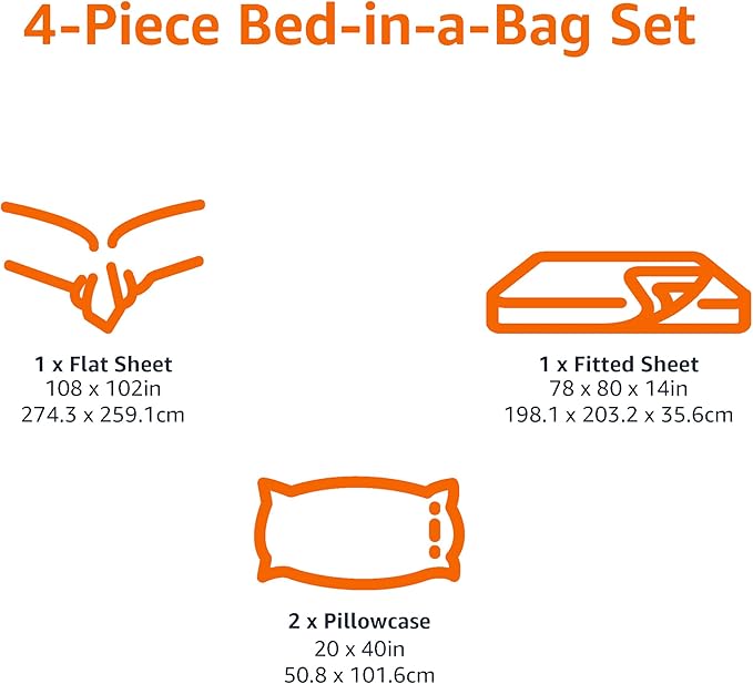 Amazon Basics Lightweight Microfiber 4-Piece Bed Sheet Set, Rose, Solid, King
