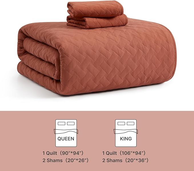 WRENSONGE Queen Quilt-3 Pieces Weave Autumn Leaf Bedspreads Queen Size Quilt Bedding Set for All Seasons, Soft Summer Coverlet with 2 Pillow Shams Suitable for Bed, Couch, Quilted Blanket