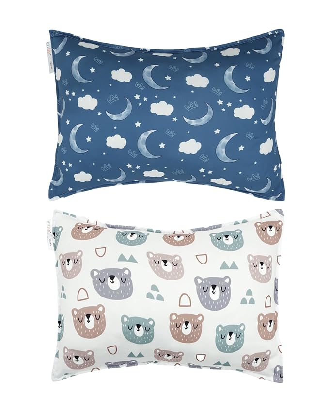 ALVABABY Toddler Pillowcases Stretchy Soft Kids Pillow Cover 2 Pack Fit 13"x 18" or 12"x16" Envelope for Girl Boy Sleepy Travel 2TPE31A