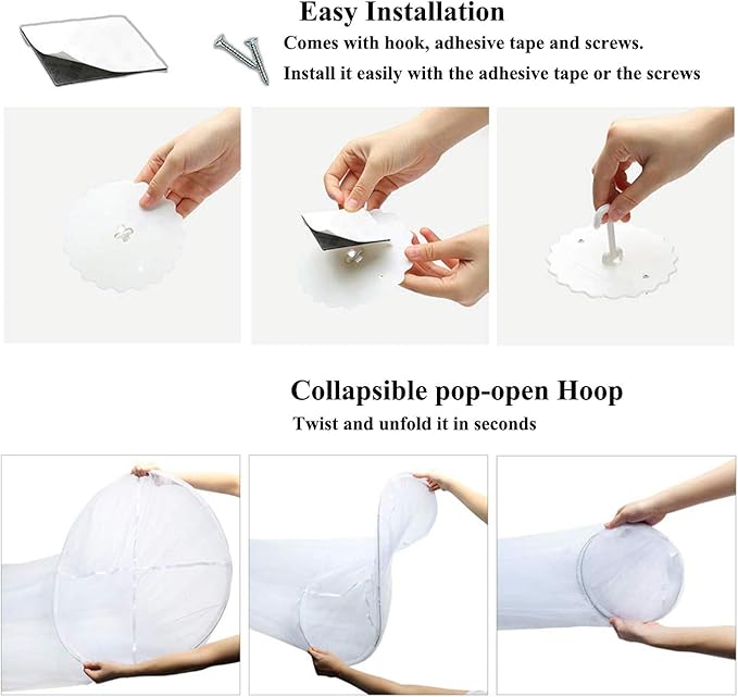 Jolitac Bed Canopy Lace Mosquito Net for Girls Beds, Unique Princess Play Tent Mesh Canopies Large Lace Dome Curtain Drapes Home & Travel (Wihte)