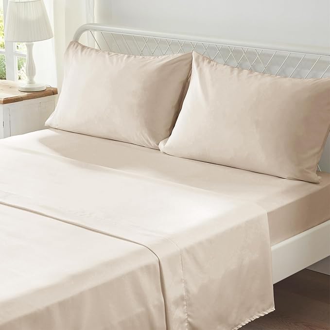 Zzlpp King Size Comforter Set 7 Pieces, Beige Tufted Bed in a Bag with Comforter and Sheets, All Season Boho Bedding Sets with 1 Comforter, 2 Pillow Shams, 2 Pillowcases, 1 Flat Sheet, 1 Fitted Sheet