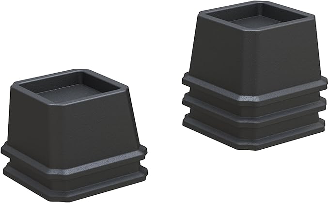 Bed Risers 2 Inch Heavy Duty Bed Elevators, Set of 6 Lifts Up 2000 lbs Furniture Riser for Sofa and Table, Black