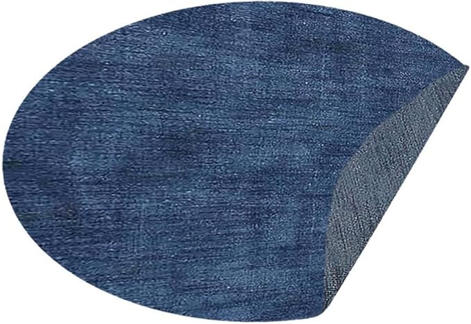 Hand Knotted Loom Wool ECO-Friendly Area Rugs - 6'x6', Round, Blue Color, Solid Plain Design, High Pile Thick Handmade Anti Skid Area Rugs for Living Room, Bed Room (L00111)