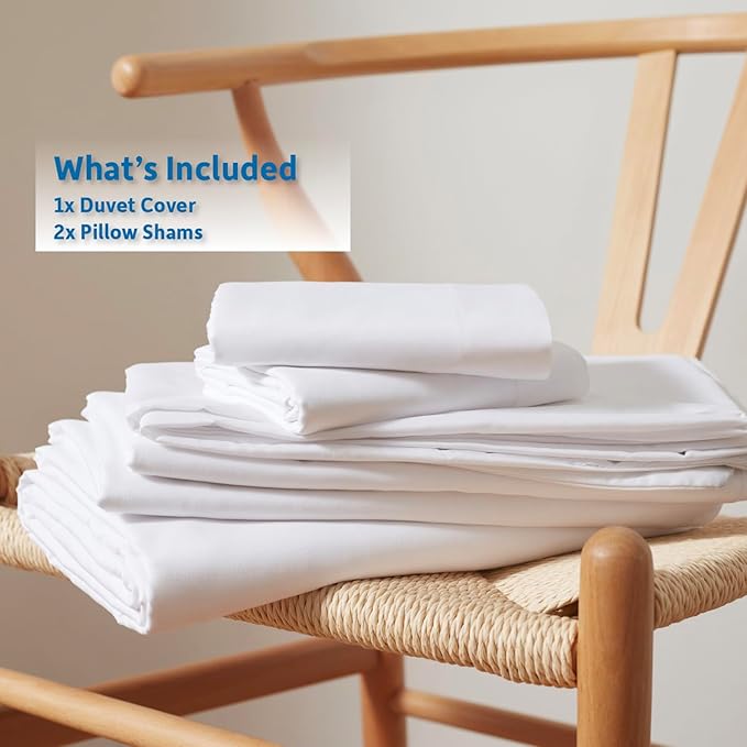 Nestl White California King Duvet Cover Sets - Soft Double Brushed Cal King Duvet Cover, 3 Piece, with Button Closure, 1 Duvet Cover 104x98 inches and 2 Pillow Shams