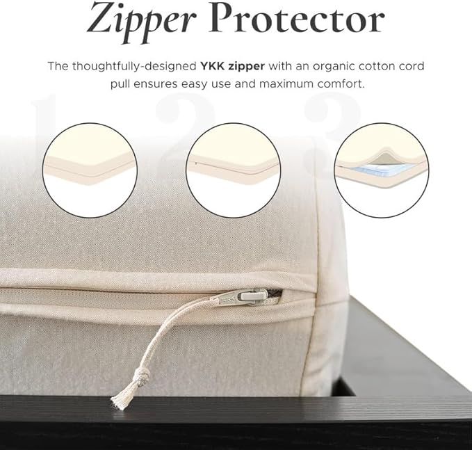 Sleep & Beyond 100% Organic Cotton Waterproof Mattress Encasement, Twin XL/Split King, Ivory, Fits up to 10"
