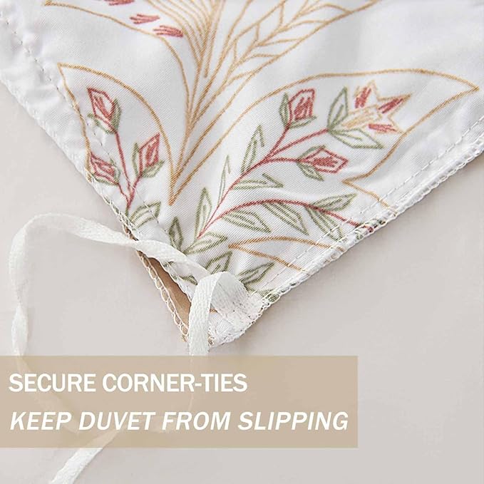 Nanko Paisley Duvet Cover Set Queen Size, Tan Taupe Classy Boho Damask Printed Pattern Bed Set, Soft Microfiber Reversible Comforter Bedding Cover with Zip Ties - Farmhouse for Women Men, 3 Pcs 90 x90