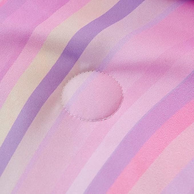 7PCS Girls Comforter Sets Queen,Pink Comforter Queen,Girls Bed Sets Queen,Bed in a Bag with Flat Sheet and Fitted Sheet,Pillowcases,Cushion Covers for Girl,Rainbow Bedding Sets