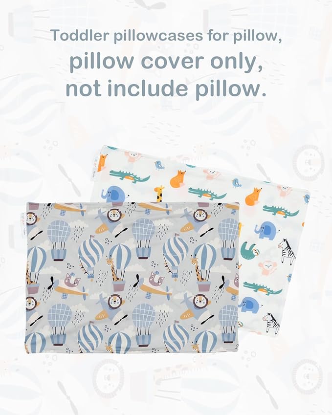 ALVABABY Toddler Pillowcases Stretchy Soft Kids Pillow Cover 2 Pack Fit 13"x 18" or 12"x16" Envelope for Girl Boy Sleepy Travel 2TPE23A
