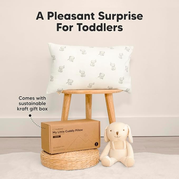 KeaBabies Toddler Pillow with Pillowcase - 13x18 My Little Cuddly Kids Travel Pillows for Sleeping, Nap, Viscose from Bamboo Nursery Pillowcase, Soft & Breathable, Toddler 2-5 Years Old (Elly)