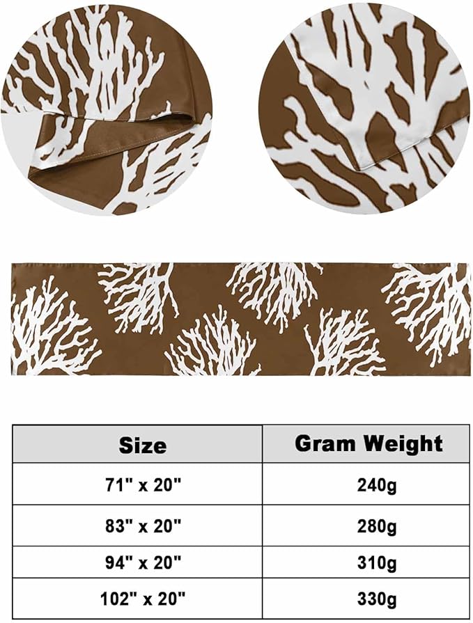 Coral Brown Bed Runner Scarf for Cal King Size Bed Foot,Decorative Bedding Accessory Stainproof & Dustproof Soft Protector For Bedroom Wedding Room White Coastal Ocean Marine Nautical Beach 102"x20"