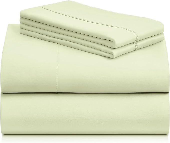 LuxClub 4 PC Sheet Set Bed Sheets Deep Pockets 16" Eco Friendly Wrinkle Free Cooling Machine Washable Hotel Bedding Silky Soft - Sage Green California King