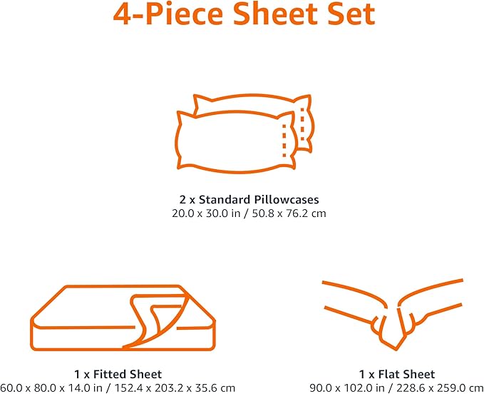 Amazon Basics Lightweight Super Soft Breathable Brushed Microfiber 4-Piece Sheet Set with 14-Inch Deep Pockets,Wrinkle Resistant,Queen,Frosted Lavender,Solid,(Pack of 4)