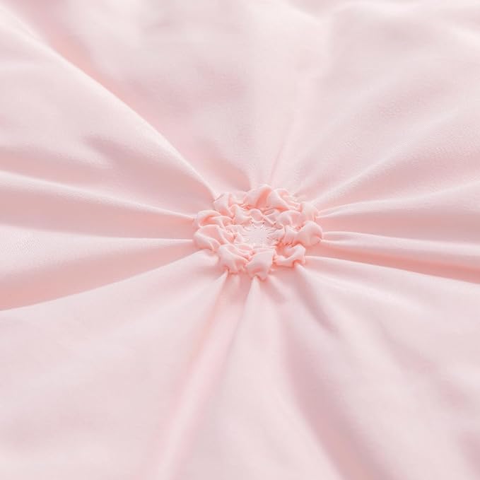 PINNKKU 3-Piece Crib Bedding Set for Boy Girls, Includes Skirt, Blanket and Sheet, Baby Bedding, Pintuck Pinch Pleat Pink