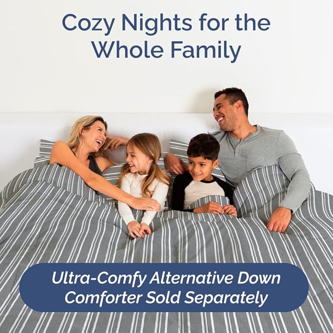 Full XL Bed Sheet Set - 4 Piece Extra Long Extended Full XL Sheets - Soft, Breathable & Cooling - Fits 8" to 16" Mattress with Deep Pockets - 54" x 80" - Wrinkle and Fade Resistant - Grey Stripes 3