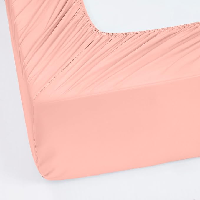Modern Threads 6-Piece Bed Sheet Set - Deep Pocket, Soft Brushed Microfiber Sheets, Cool & Breathable for Mattress Up to 21 Inches, Includes 4 Pillowcases, Flat & Fitted Sheets, Cloud Pink Queen