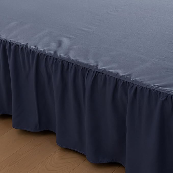 Bed Skirt King Size Ruffled Bed Skirts with Split Corners,14 Inch Drop Dust Ruffle Bed Skirt with Platform, Blue