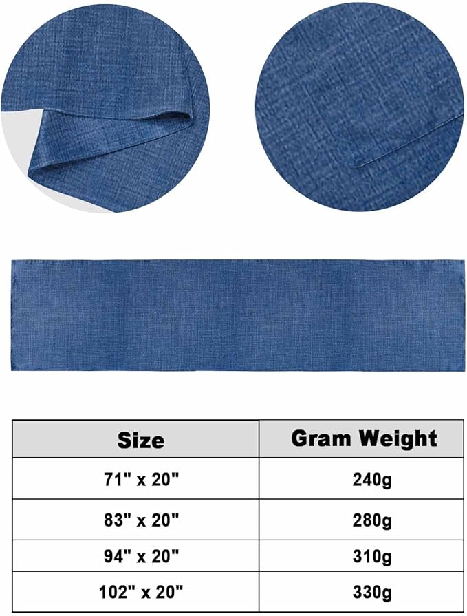 Retro Farm Linen Flax Bed Runners for Bedroom Hotel,Decorative Bedding Scarf Blue Solid Color Ocean Bed End Blanket Bedding Runner Scarves for Full Size Bed,83x20in