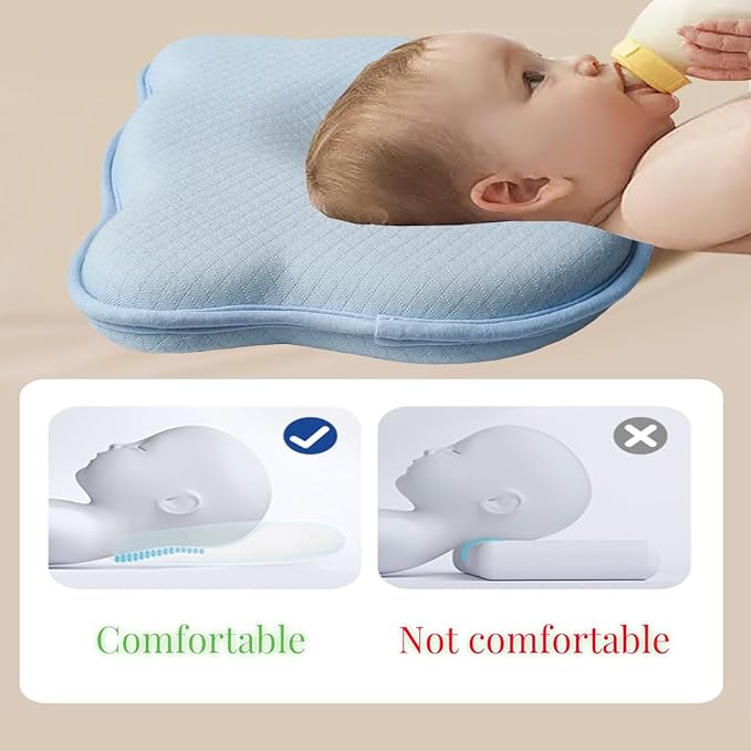 SMKHA Memory Foam Pillow and Pillowcase Set, Pillow to Prevent Flat Head,Super Soft for Baby Head