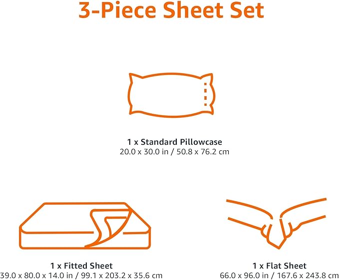 Amazon Basics Lightweight Super Soft Microfiber 3 Piece Bed Sheet Set with 14-Inch Deep Pockets, Easy Care, Twin XL, Dark Teal, Solid