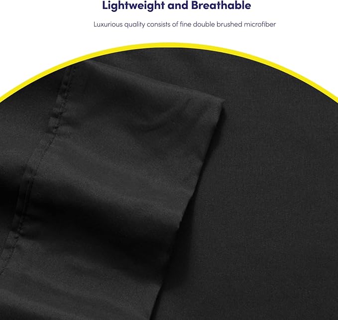 Sweet Home Collection 6 Piece 1500 Supreme Collection Brushed Microfiber Deep Pocket Sheet Set-2 Extra Pillow Cases, Great Value, Rv Short Queen, Black
