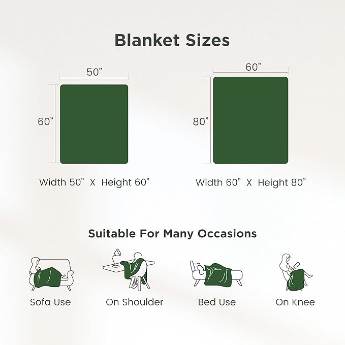 Sophia & William Throw Blanket for Couch Sofa(60x80 Inches) - Reversible Fluffy Soft Blanket, Gifts for Women, Green