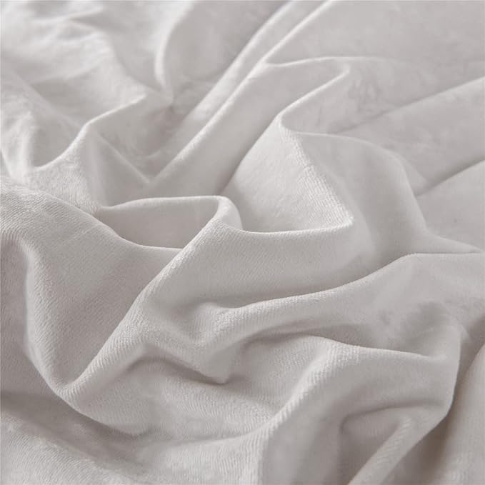 Sunshine Nicole Distressed Velvet Comforter Set, Distressed Velvet Face and Brushed Solid Microfiber Reverse, with Light Weight Soft Poly Fill, 5 Pieces Light Ivory, Queen