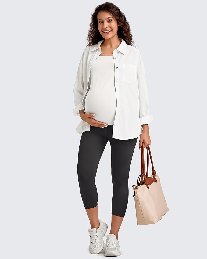 G4Free BareFeel Maternity Leggings with Pockets Over The Belly Stretchy Workout Yoga Pregnancy Pants