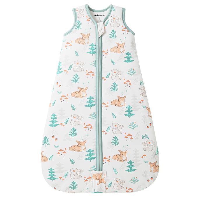 Baby Sleeping Bag 2.5 TOG Cotton Winter Sleep Sack for Newborn babies, Unisex Baby Wearable Blanket with Animal Patterns, Deer, M