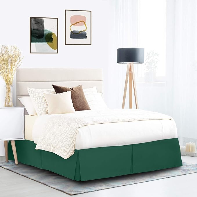 Nestl Hunter Green Bed Skirt King Size - King Bed Skirt 14 Inch Drop - Brushed Microfiber Bed Skirts - Hotel Quality Pleated Bed Skirt - Shrinkage & Fade Resistant
