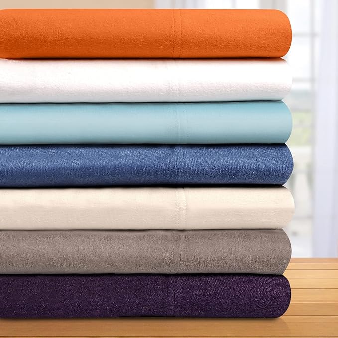 Superior Flannel Cotton Bed Sheet Set, Set Includes: One Flat Sheet, One Fitted Sheet and Two Pillowcases, Breathable, Modern Solid Classic, California King, Charcoal