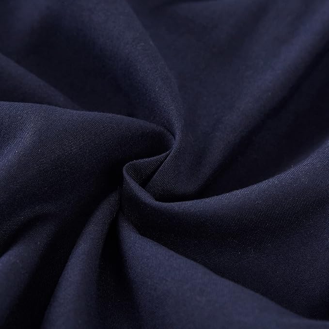 MEILA Wrap Around Bed Skirt Three Fabric Sides Elastic Dust Ruffled 18 Inch Tailored Drop,Easy to Install Fade Resistant-Navy Blue, Twin/Full